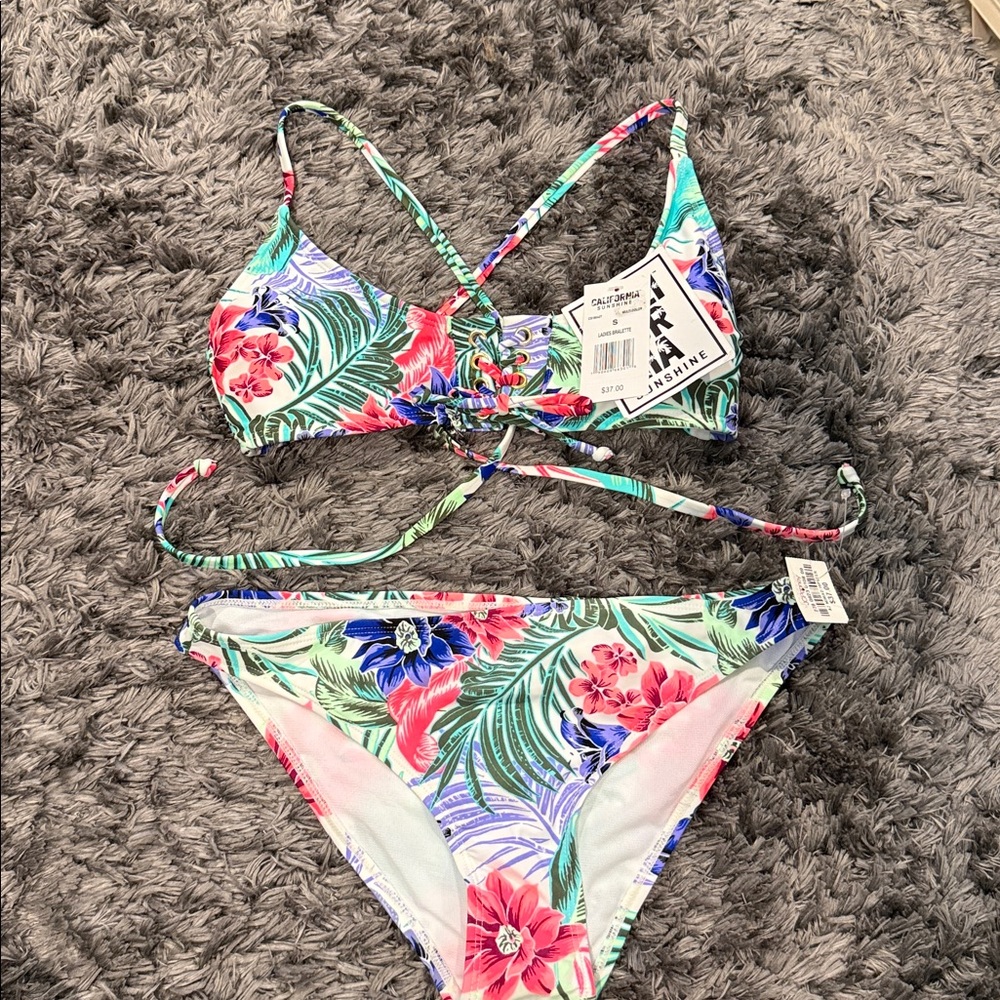 Floral bright bikini mixed size